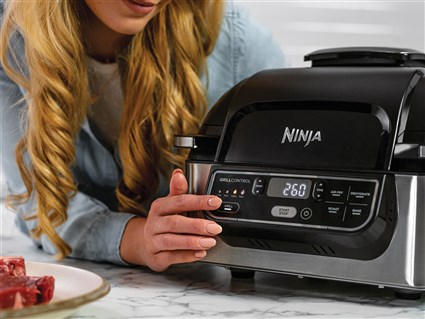 Ninja AG301EU Grill de cuisine + Friteuse à air 5-en-1 Ninja Foodi - 5,7 L, 3,8 L, parrillade pour 4 personnes (Cuit, grille, frit, rôtit, déshydrate)