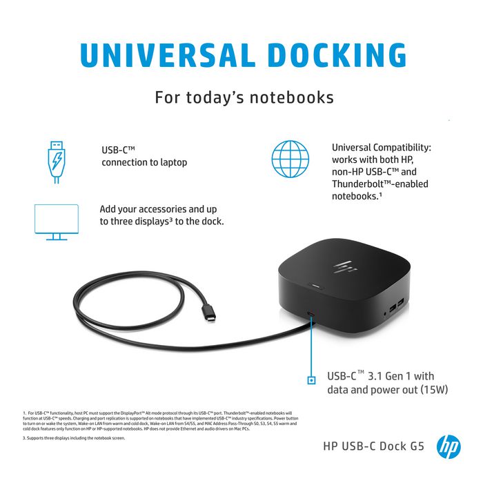 HP Station d'accueil USB-C G5, Noir HP Station d'accueil USB-C G5, Noir