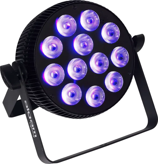 ALGAMLIGHT Projecteur LED 12x10W RGBWAU+UV Slim 6-en-1 DMX512 IR Automatique 50W ALGAMLIGHT Projecteur LED 12x10W RGBWAU+UV Slim 6-en-1 DMX512 IR Automatique 50W