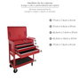 WOLFPACK LINEA PROFESIONAL Chariot Porte-outils Métallique 86x44x99 cm avec 4 Tiroirs et 2 Plateaux
