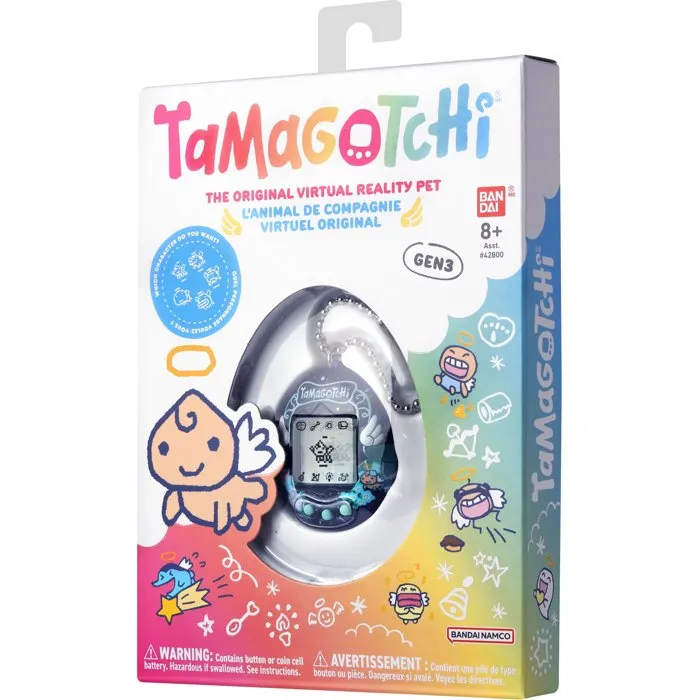 BANDAI Tamagotchi original Angel Night Garden - Animal électronique virtuel avec écran couleur, 3 boutons et jeux