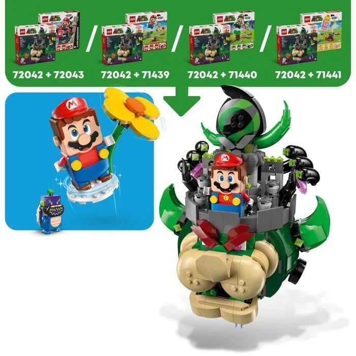LEGO Super Mario 72042 - Prince Florian et Château de Bowser, Jeu de Construction Interactif avec 4 Figurines, pour Enfants dès 9 Ans