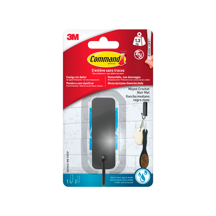 Crochet pour suspendre 3M 1,3 kg 25 X 35 X 95 MM Noir Autocollants (1 Unité) Crochet pour suspendre 3M 1,3 kg 25 X 35 X 95 MM Noir Autocollants (1 Unité)