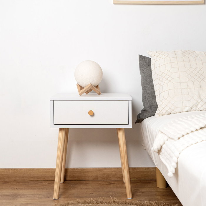 Vinthera Moa Table de chevet en bois et mélamine, pieds en pin, 40x30x50 cm
