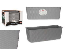 Stefanplast Jardinera Naturel avec Réservoir d'Eau 39x15.5x13.5 cm Gris Plastique 5.3 L (Set de 12)