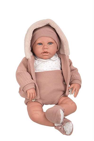 Muñecas Arias Muñeca Elegance 54 cm Anuk Rosa - Poupée poids en vinyle et coton - En espagnol