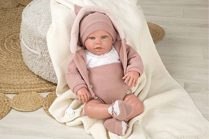 Muñecas Arias Muñeca Elegance 54 cm Anuk Rosa - Poupée poids en vinyle et coton - En espagnol