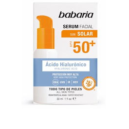 Babaria Sérum Visage Acide Hyaluronique Solaire SPF50+ 30 ml Hydratant Anti-rides Protection Très Haute Intensité