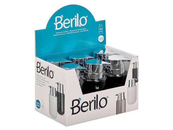 Berilo Dosateur à savon céramique large noir 7x14x8 cm (Set de 12)
