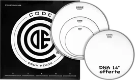 CODE Tom Pack Code Generator Peaux pour Batterie Blanc Rugueux 10" 12" 16" + DNA 14" - Jack