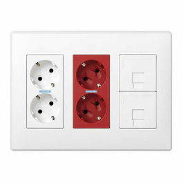 Simon Kit de boîte murale 500 Cima - 6 éléments (2 Schuko blancs, 2 Schuko rouges, 2 RJ45)