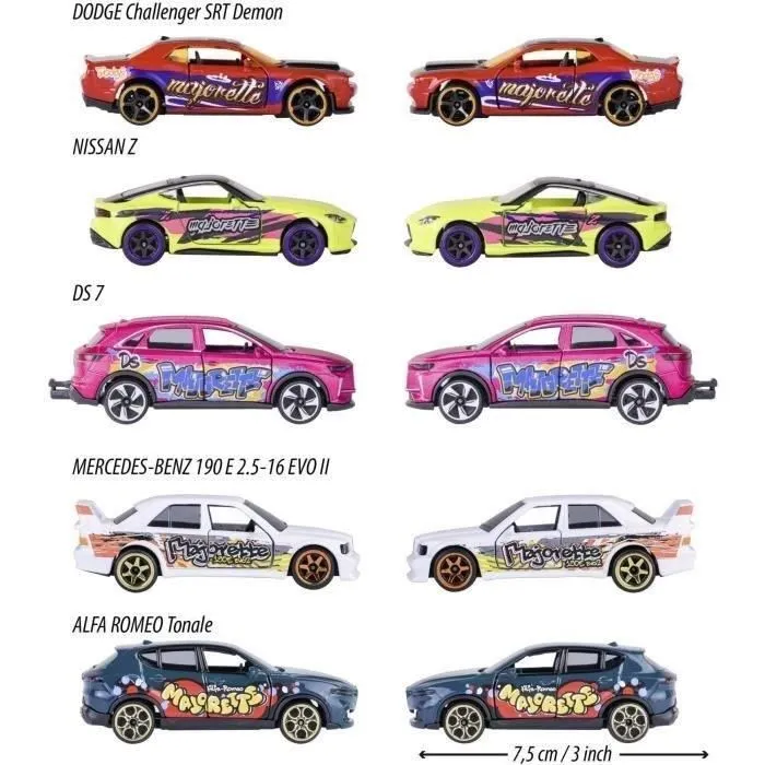 Majorette SL11 - Coffret Cadeau Graffitis de 5 Véhicules de Collection à l'Échelle 1/64 - Modèles en Métal avec Parties Ouvrantes