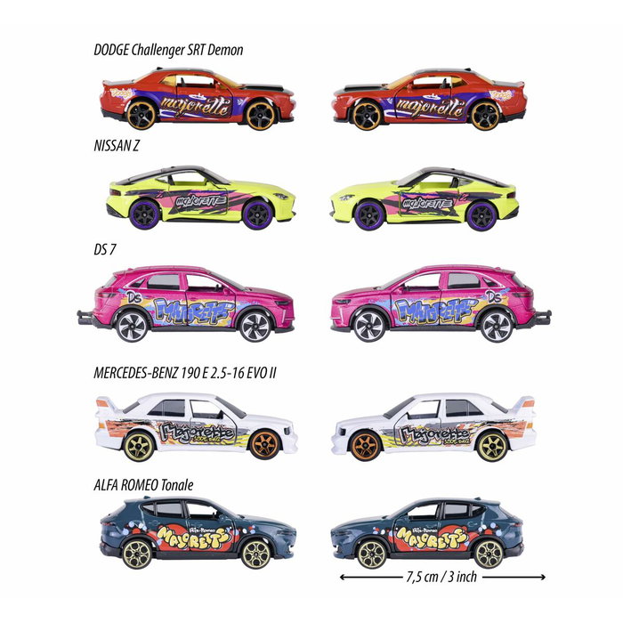 Majorette Coffret Cadeau Série Limitée 11 - 5 voitures métal exclusives 'Graffitis' 1/64