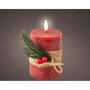 Lumineo Bougie LED rouge effet flamme avec surface rustique