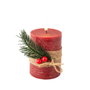 Lumineo Bougie LED rouge effet flamme avec surface rustique