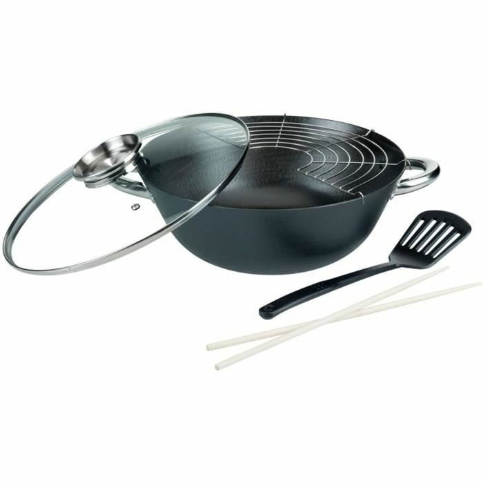 GSW Wok multifonction 5 pièces en fonte d'acier, 32 cm GSW Wok multifonction 5 pièces en fonte d'acier, 32 cm