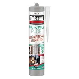 Rubson - Mastic PURE blanc multi-usages pour sanitaires - Étanchéité lavabos, baignoires, éviers - 280ml