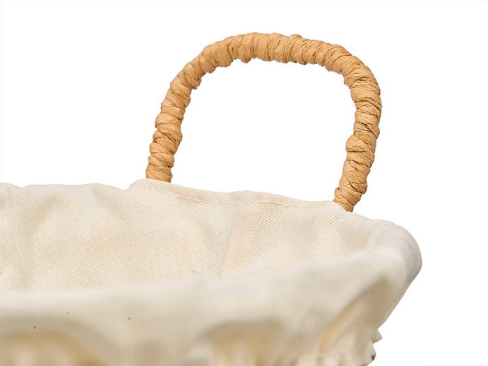 KINVARA Cesta ronde en métal et tissu beige