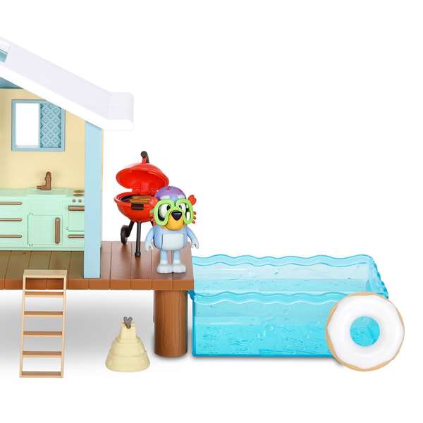 Famosa - Maison sur la plage de Bluey avec figurine et 5 accessoires - Jouet en espagnol