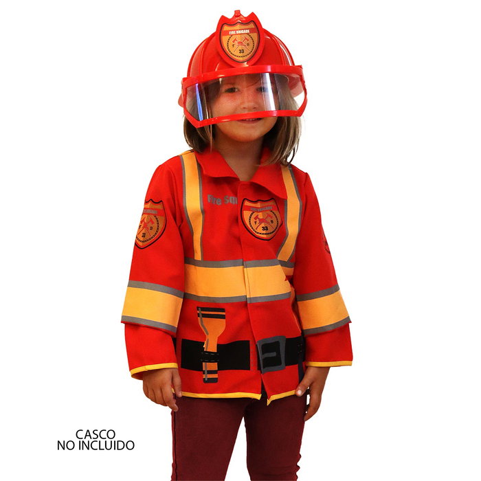 Deqube Déguisement de Pompier Unisexe pour Enfant 3-7 Ans - Costume de Jeu de Rôle