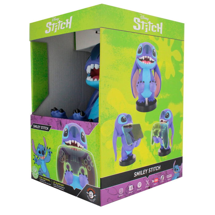 EXQUISITE GAMING - Support chargeur Smiley Stitch Disney 20cm pour manettes PS5, Xbox Series, iPhone et smartphones - Cable Guy