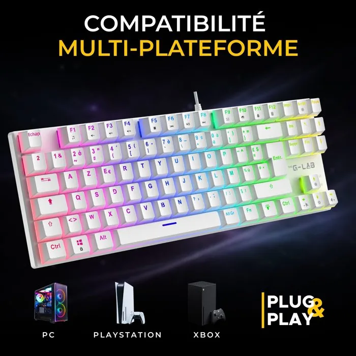 Glab KEYZ MERCURY EX Clavier Gamer Mécanique Switch Rouge TKL Blanc RGB Glab KEYZ MERCURY EX Clavier Gamer Mécanique Switch Rouge TKL Blanc RGB