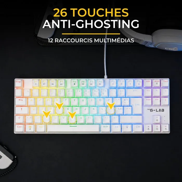 Glab KEYZ MERCURY EX Clavier Gamer Mécanique Switch Rouge TKL Blanc RGB Glab KEYZ MERCURY EX Clavier Gamer Mécanique Switch Rouge TKL Blanc RGB