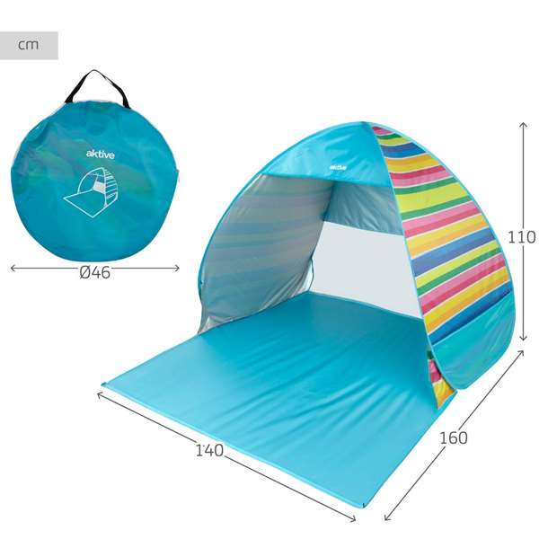 Color Baby - Tente de plage, 140x160x110 cm, polyester, protection UV50+