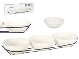 VESSIA Set de 3 bols en porcelaine blanche 350 ml avec support de présentation
