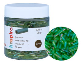 Innspiro Rocaille de verre cylindre aurora boreale verte 1,80x6mm 95g