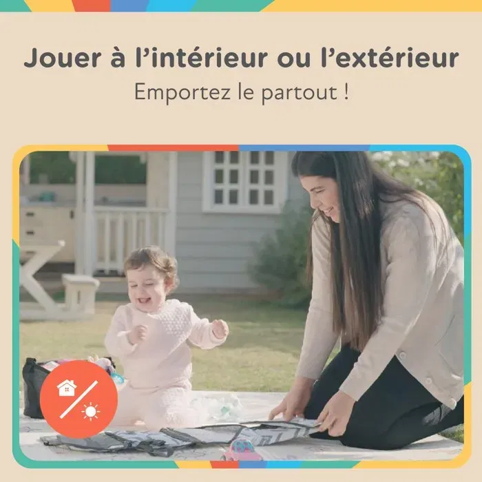 Nuby Tapis de jeux bébé réversible et pliable, 200x150 cm, mousse douce, arc-en-ciel