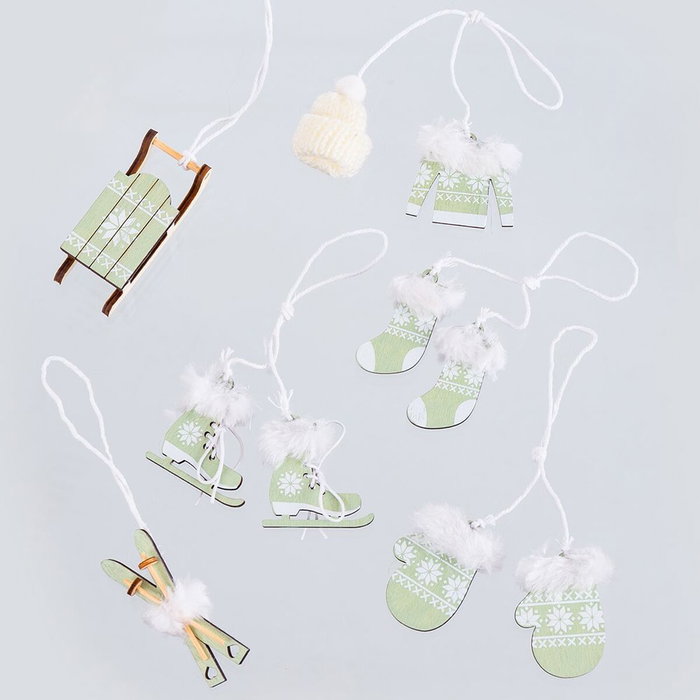BigBuy Home Décorations de Noël Blanc Vert (10 Unités) BigBuy Home Décorations de Noël Blanc Vert (10 Unités)
