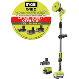 Ryobi Brosse télescopique motorisée R18TPS-120G avec batterie 2Ah et chargeur