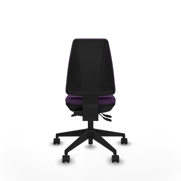 Chaise Elche Asynchrone Tissu Pourpre Base pyramidale noire Sans accoudoirs Sans appui-tête Roulettes 65mm nylon