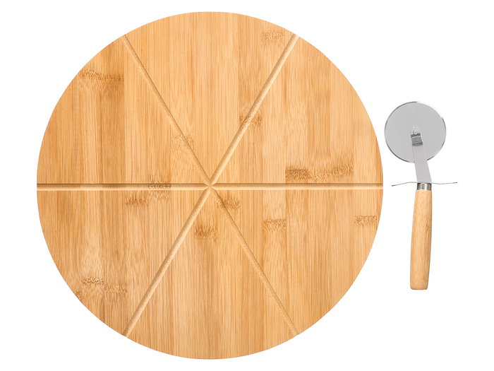 Kinvara Set Table Bambou Découpeur Pizza 38x3,5x35 cm (Set de 8)