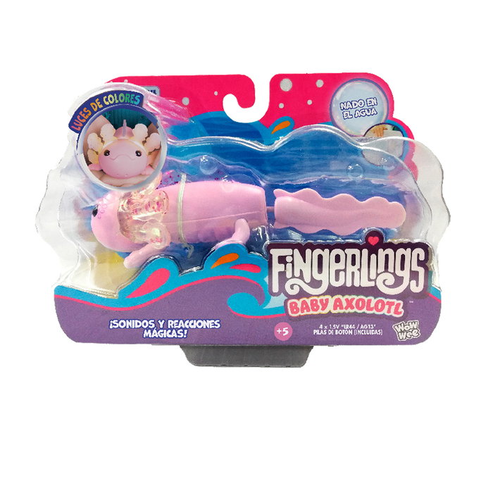 BIZAK Fingerlings Axolotl Nadador 61853142 - Peluche interactive avec plus de 50 sons, réactions et fonction de nage lumineuse - Jouet pour enfants dès 5 ans