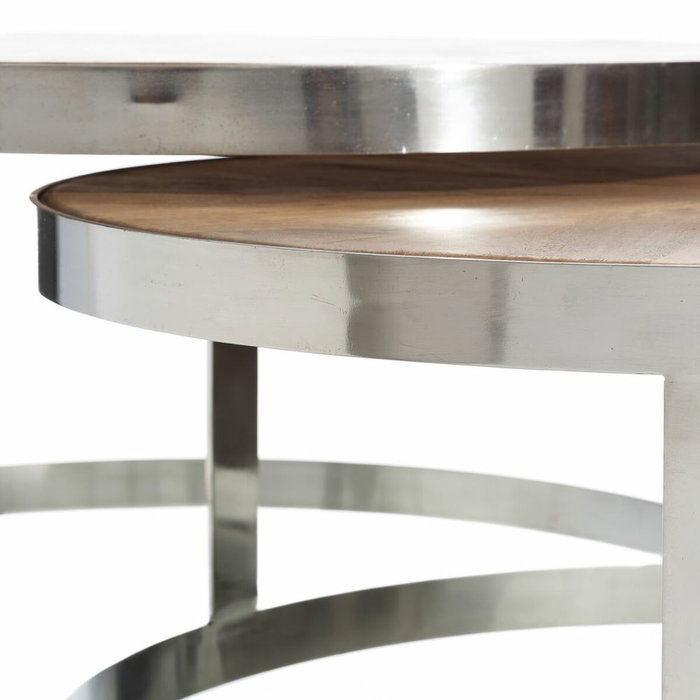 BigBuy Home Table Basse Argenté Naturel (2 Unités)