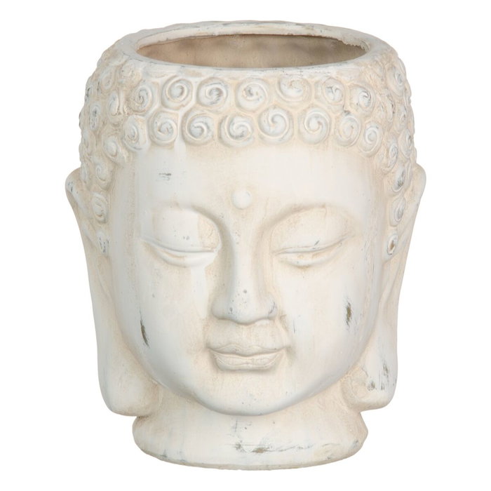 BigBuy Garden Cache-pot Crème Terre cuite Buda Oriental BigBuy Garden Cache-pot Crème Terre cuite Buda Oriental