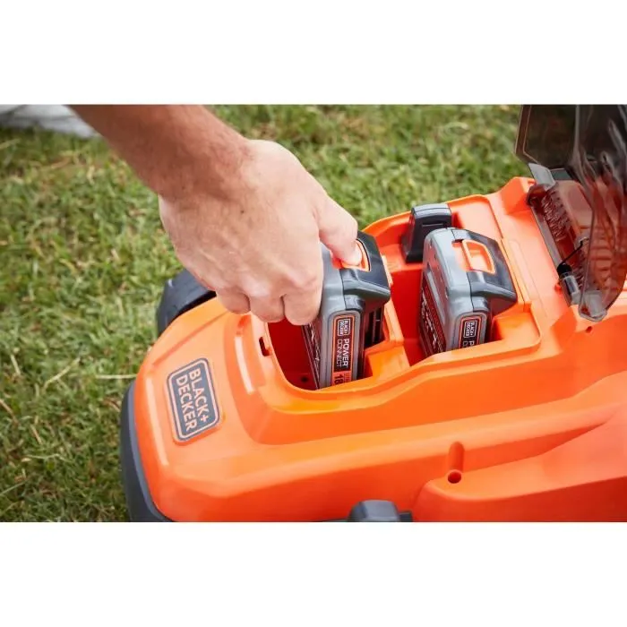 Black + Decker Tondeuse électrique sans fil 18V 33cm - BCMW3318L2-QW - Avec 2 batteries 2,5Ah et chargeur - Fonction Mulching