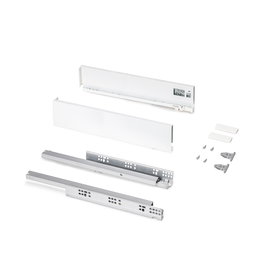 Emuca Tiroir extérieur Protone 30kg , coulisses à sortie totale et fermeture amortie, hauteur 93mm, profondeur 450mm, Acier, Peint en blanc