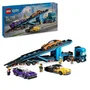 LEGO 60408 Le camion de transport de voitures de sport, set de construction avec 3 véhicules et 4 minifigurines pour enfants