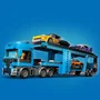 LEGO 60408 Le camion de transport de voitures de sport, set de construction avec 3 véhicules et 4 minifigurines pour enfants