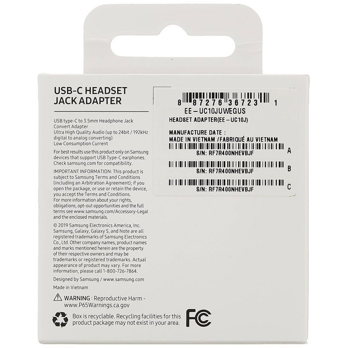 Adaptateur USB-C vers Jack 3.5 mm Samsung EE-UC10JUWE
