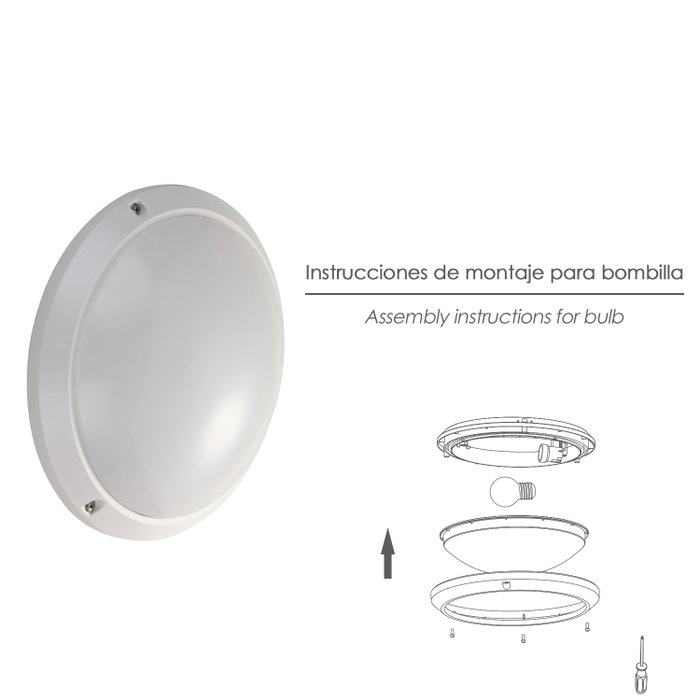 PAPILLON Plafonnier Blanc IP54 pour Intérieur et Extérieur Ø 27 cm E27