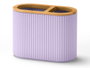 Berilo Porte-brosses à dents double bambu lilas rayé 6,6 x 10,2 x 13 cm (Set de 24)
