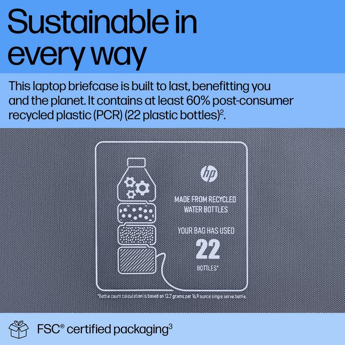 HP Sacoche PC Portable 16 Pouces, Mallette Protection, Compartiment Matelassé, Résistante à l'Eau, 12L, Polyester 600D Recyclé, Garantie 3 Ans HP Sacoche PC Portable 16 Pouces, Mallette Protection, Compartiment Matelassé, Résistante à l'Eau, 12L, Polyester 600D Recyclé, Garantie 3 Ans