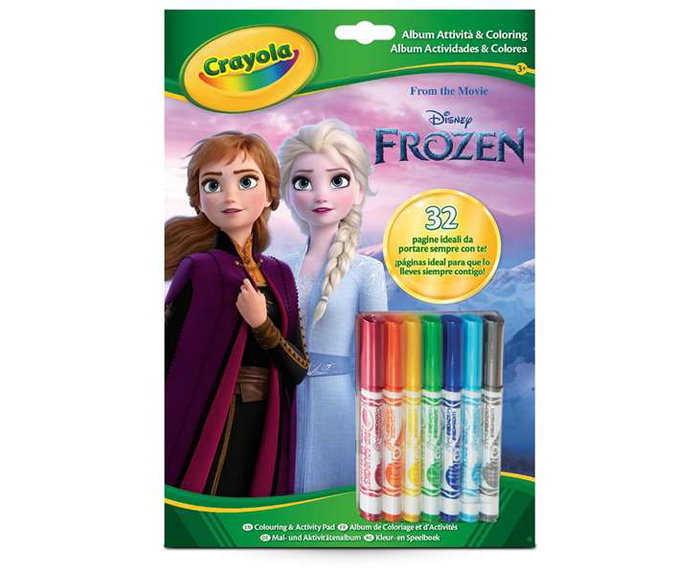 Crayola - Livre d'activités Disney Frozen en espagnol avec 7 feutres lavables - Livre de coloriage et jeux - 32 pages Crayola - Livre d'activités Disney Frozen en espagnol avec 7 feutres lavables - Livre de coloriage et jeux - 32 pages