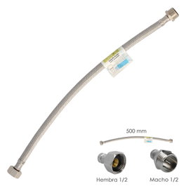 ORYX Lot de 2 flexibles en acier inoxydable M-1/2-H-1/2 500 mm