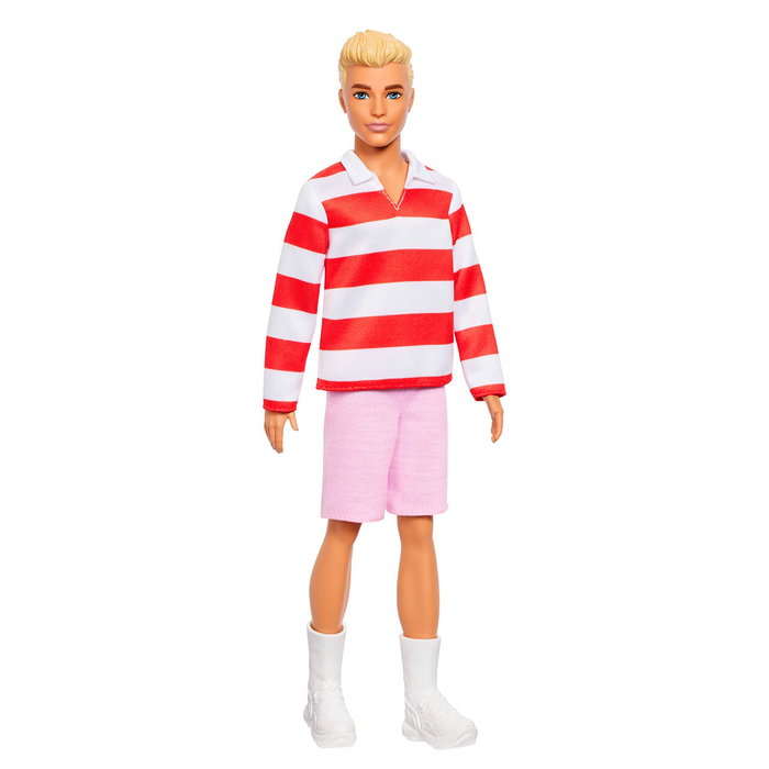 Barbie Ken Fashionista avec polo à rayures rouges et short rose