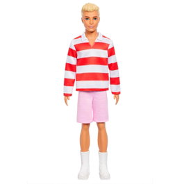 Barbie Ken Fashionista avec polo à rayures rouges et short rose